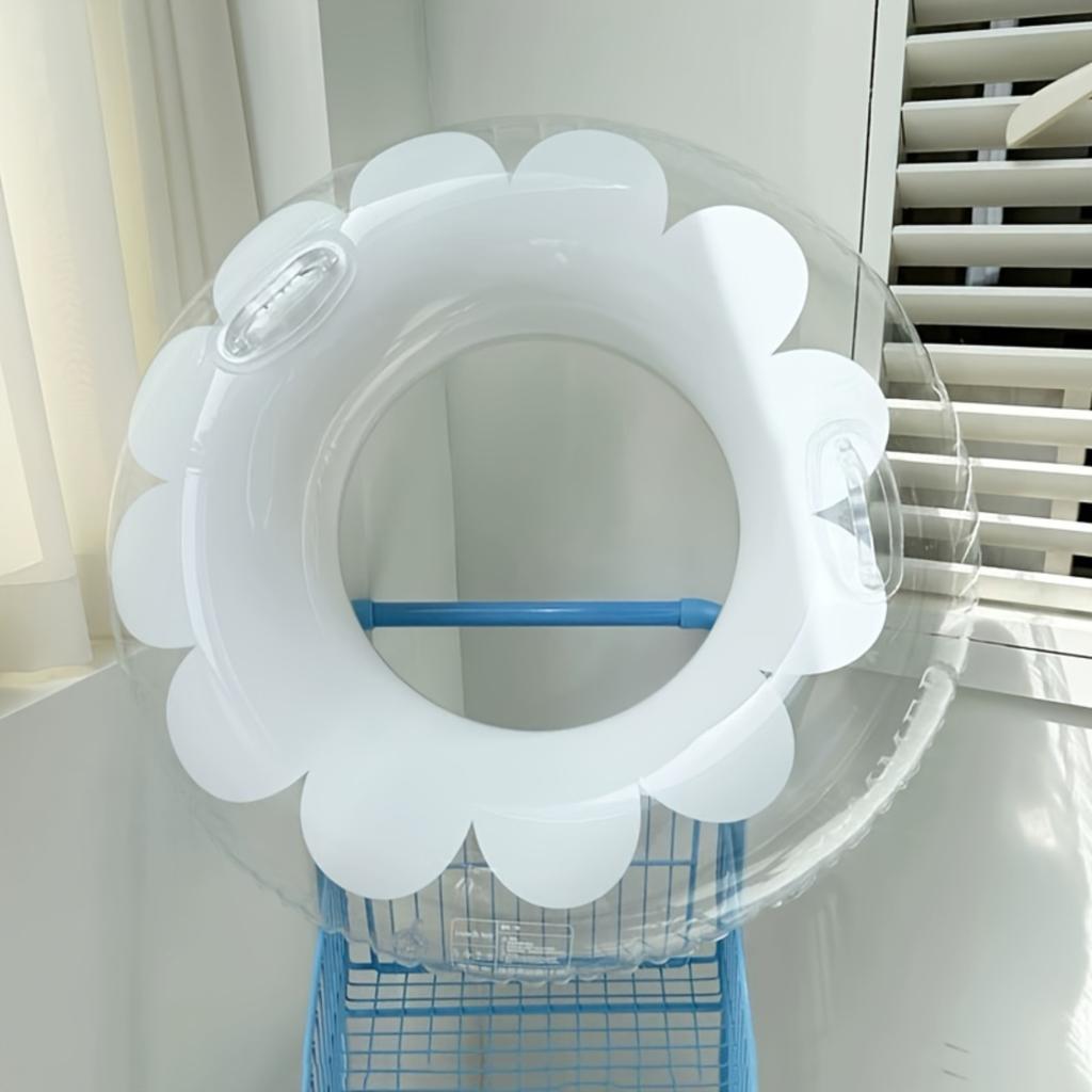 1 Stück Transparenter Schwimmring mit Blumenmuster, Aufblasbarer Schwimmring aus PVC, Tragbar, Wasser-Schwimmring, Für Outdoor-Strand, Poolparty