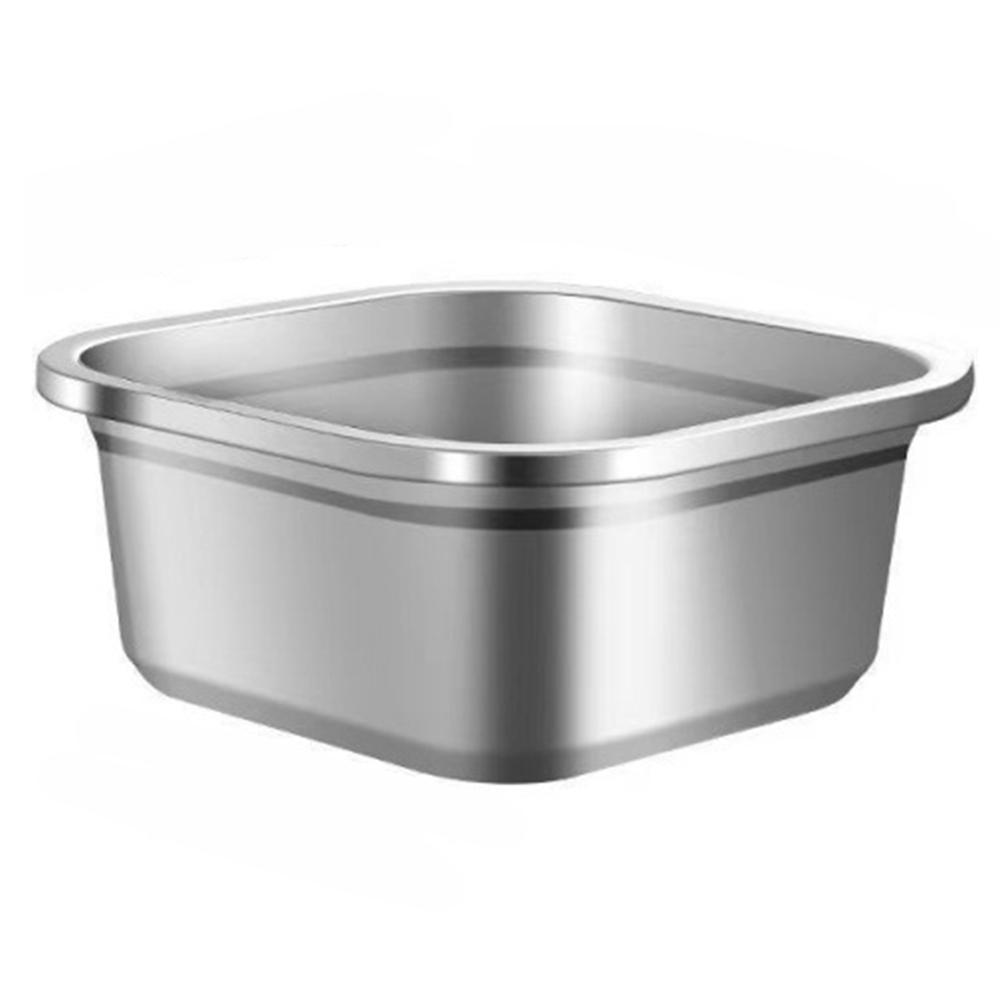 Stainless Steel Square Bowl 20cm 22cm 24cm Silver Kitchen Storage Container For Washing Vegetables Serving Soup Mixing Dough