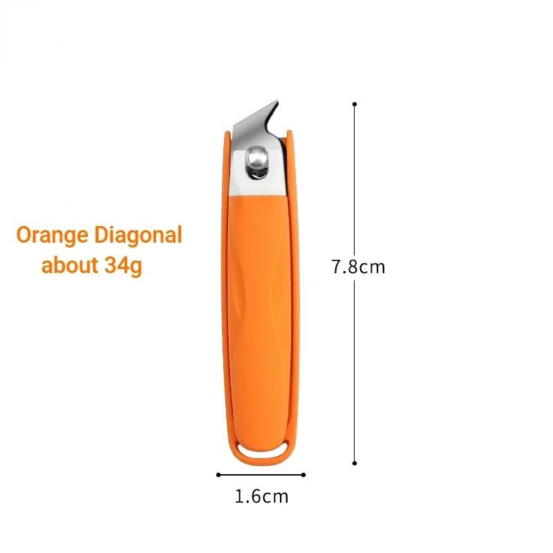 Creative Cute Stainless Steel Nail Clippers for Kids - Anti-Splash Diagonal Design Available in Pink Green Orange
