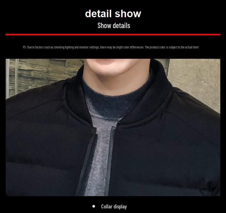 Men's Trendy Winter Short Down Jacket - Warm, Thick Baseball Collar Coat