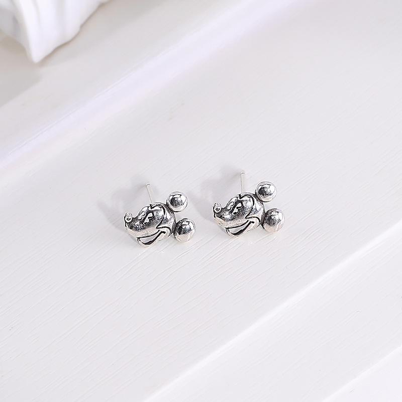 Mickey Mouse Retro Cartoon Necklace & Earrings S925 Sterling Silver S925 Silver
