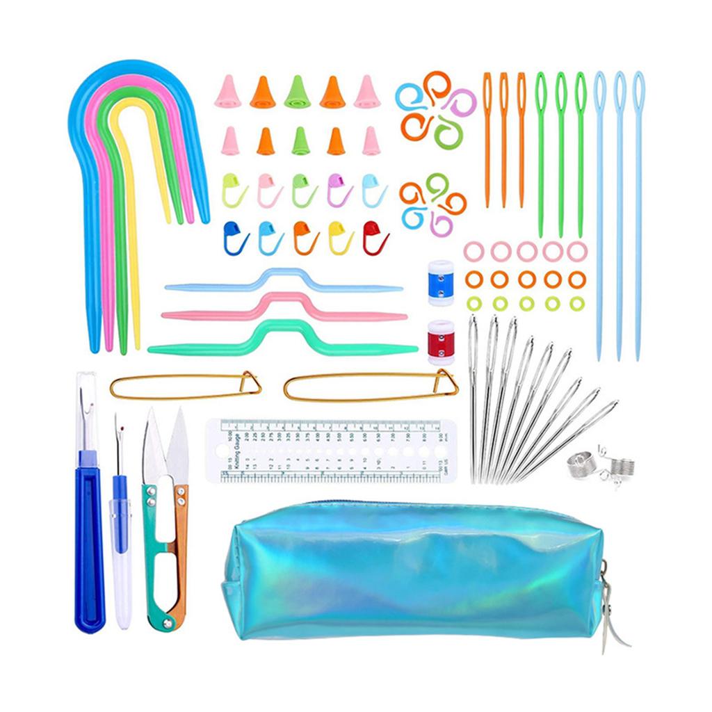 Plastic Crochet Hook Kits Knit Yarn Weave Knitting Needle Clip Marker Tool Set with Storage Bag DIY Sewing for Adults