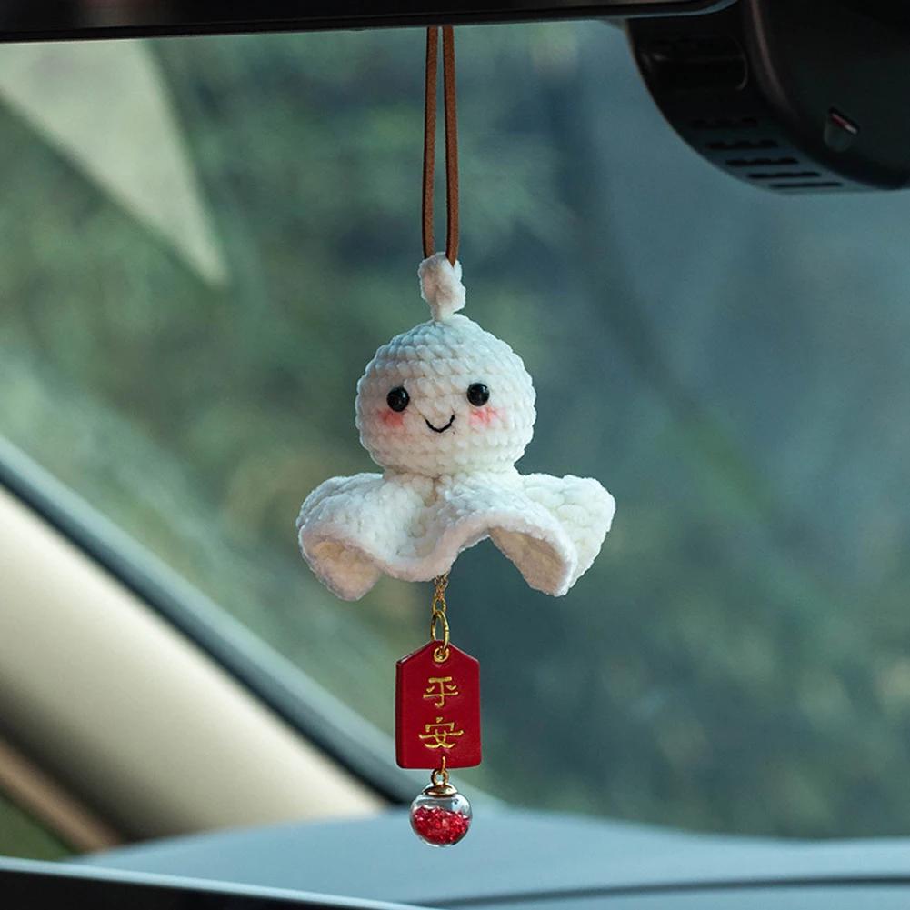 Cute Plush Sunny Doll Car Hanging Pendant Mirror Ornaments Plush Crochet Safe Driving Amulets Car Interior Decorations for Girls