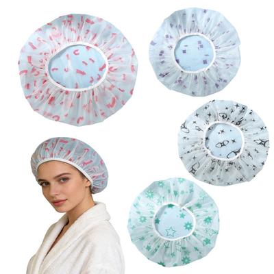 5Pcs Shower Caps Waterproof Shower Hair Cap Large Size Elastic Band Travel-Friendly Foldable Bath Spa Shower Caps