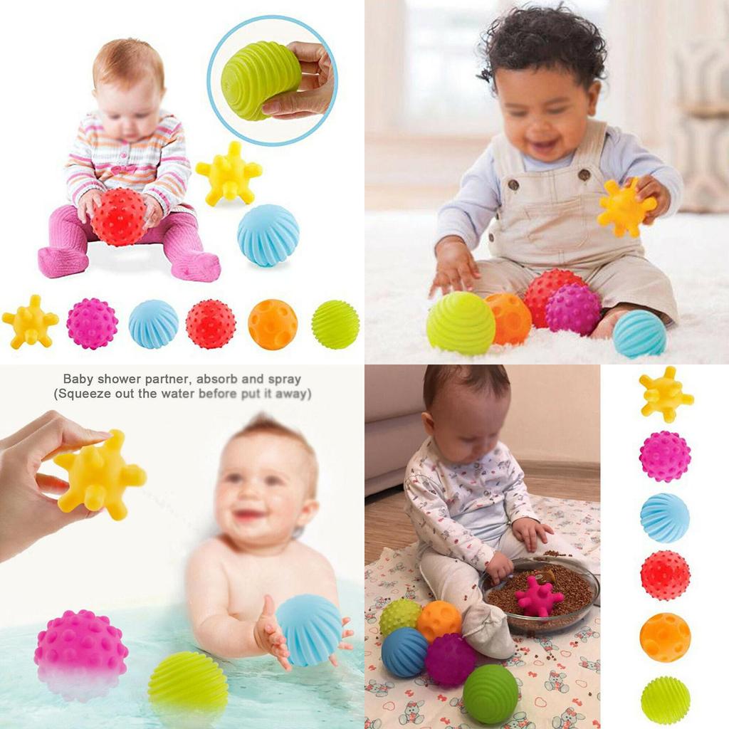 6pcs Baby Soft Massage Sensory Development Puzzle Ball Sound Toys For Infants