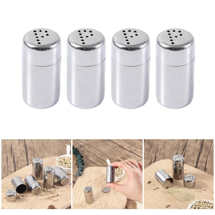 Set van 4 Multifunctionele Roestvrijstalen Zoutvaatjes Kruidenbakje Kruidencontainer voor Kamperen en Buiten Koken
