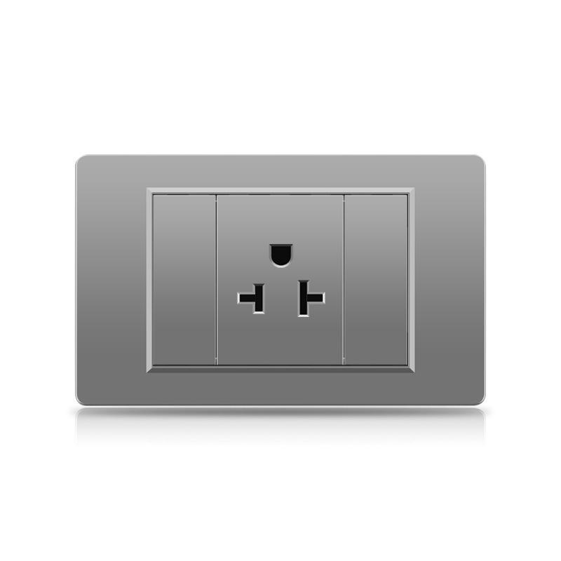 118 Type Switch Six-Hole Gray Wall Socket with Type-C 20W, Thai Style & PC Panel, Taiwan Socket