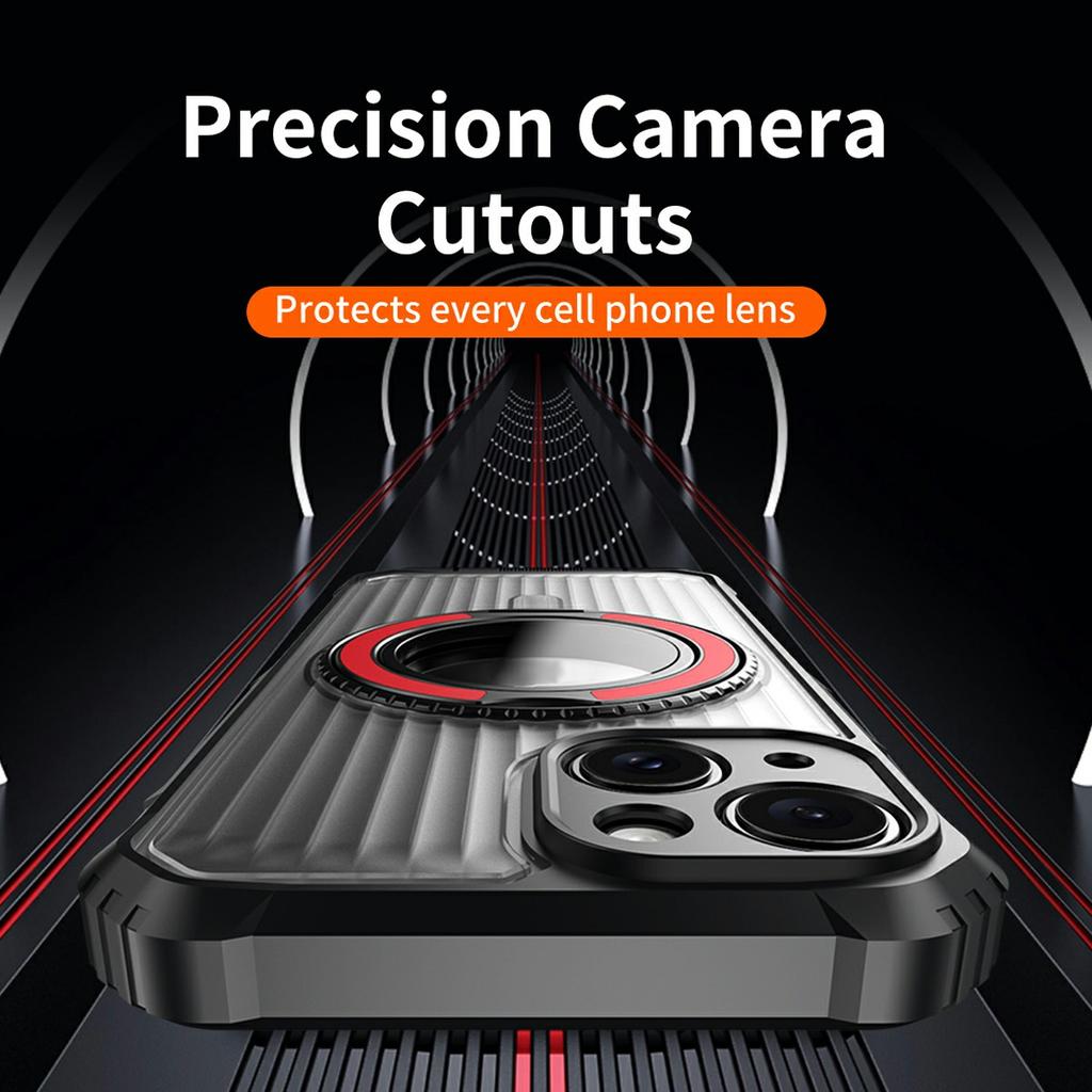 For iPhone 14 Magnetic Case with Kickstand PC+TPU Phone Back Cover