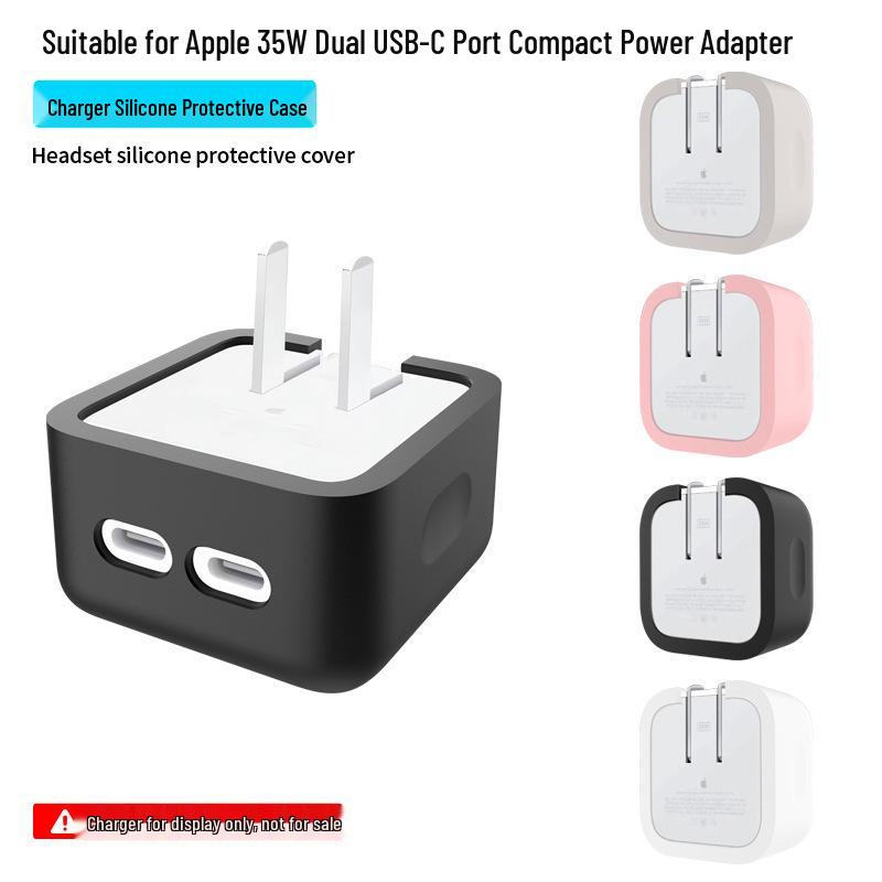 Foldable 40W PD Dual USB-C Power Adapter with Silicone for Apple Devices