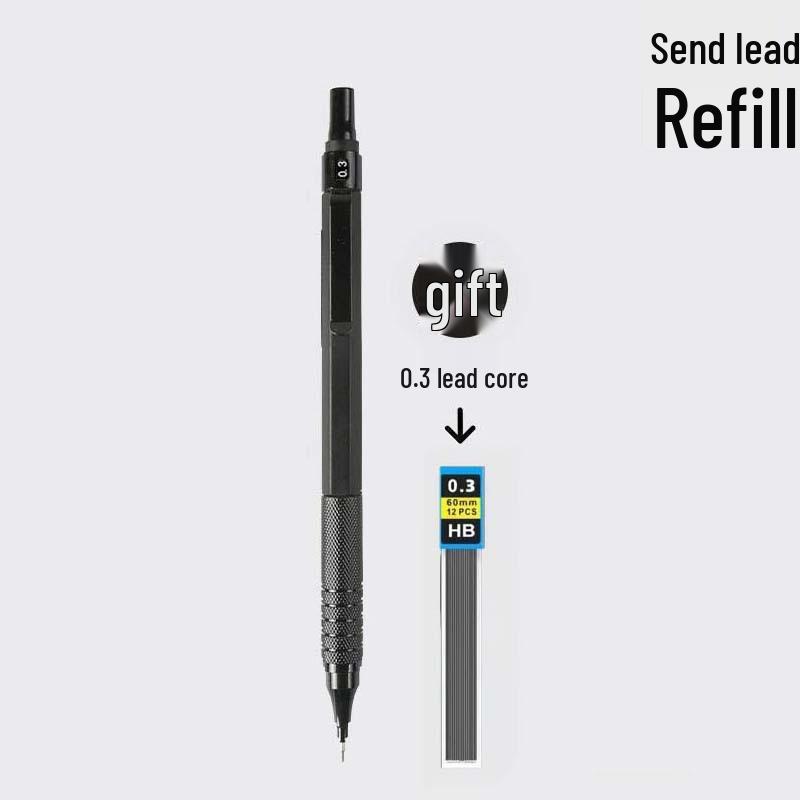 Professional Metal Mechanical Pencil, 0.5/0.7mm, Low Center Gravity, Weighted Feel, Continuous Lead Feed for Drawing & Painting.
