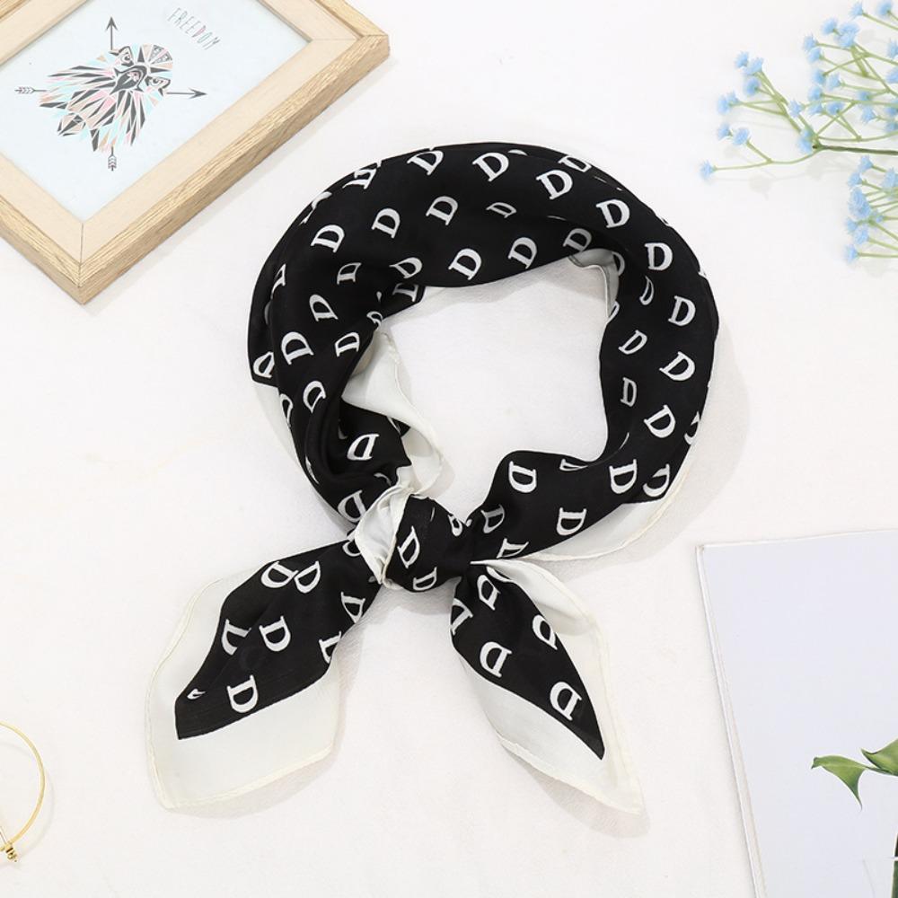 Small Satin Print Wrap Headkerchief 70×70cm Hair Neck Tie Scarf Vintage Women Silk Scarf