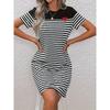 QICED Fashion Summer Spring Short Sleeve O-Neck Casual Dresses