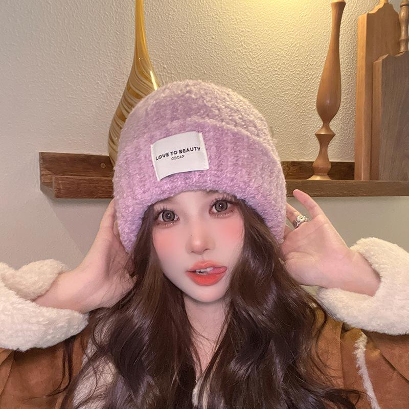 New Warm Hat for Women In Autumn and Winter Thick Knitted Wool Hat for Women Versatile Big Head Circumference Ins Trendy Face Small Knitted Hat