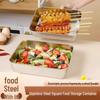 Stainless Steel Square Food Storage Container with Lid for Kitchen & Refrigerator - Ideal for Steaming, Baking, Barbecue, and Cold Dishes.