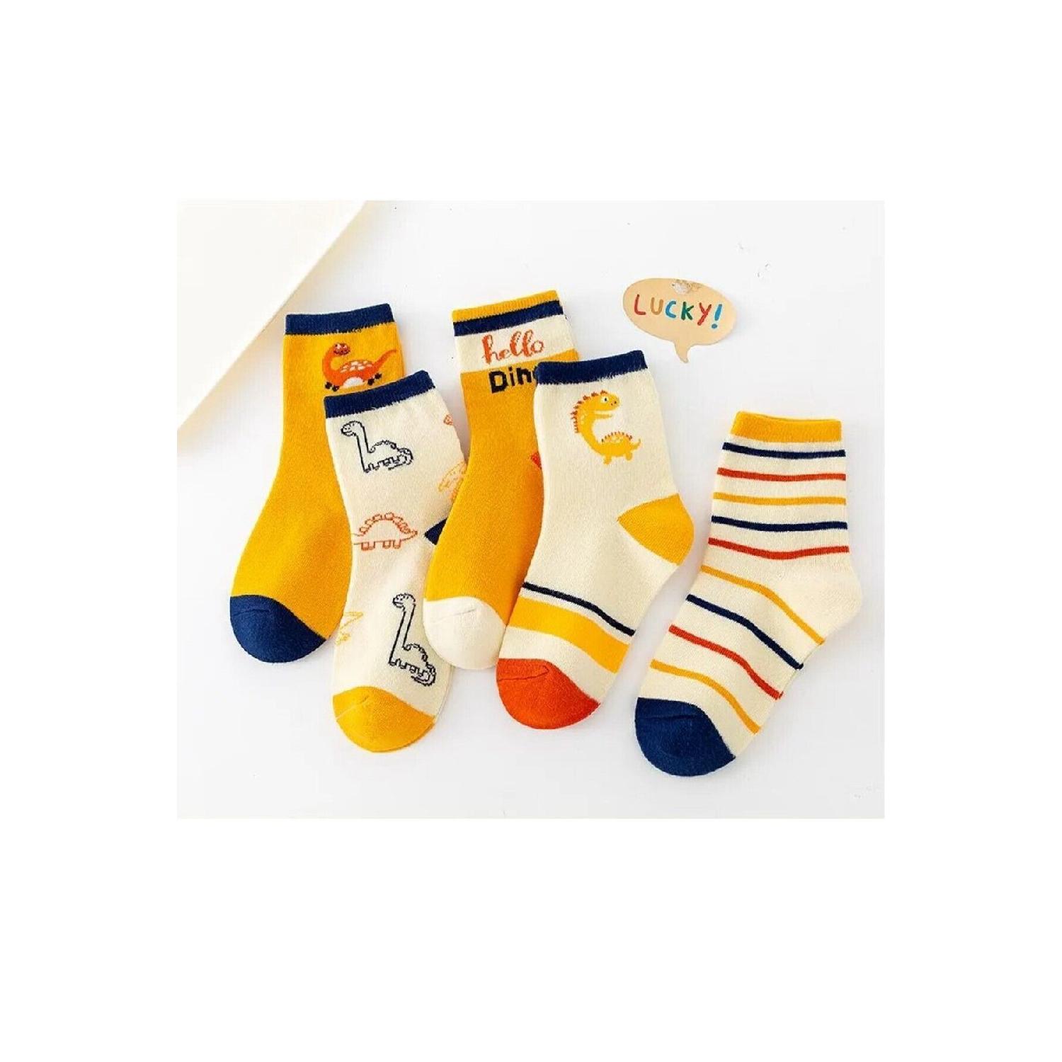 

5 пар детских носков с рисунком динозавров, специальная серия «Динозавр» 6-12 Ay синий белл