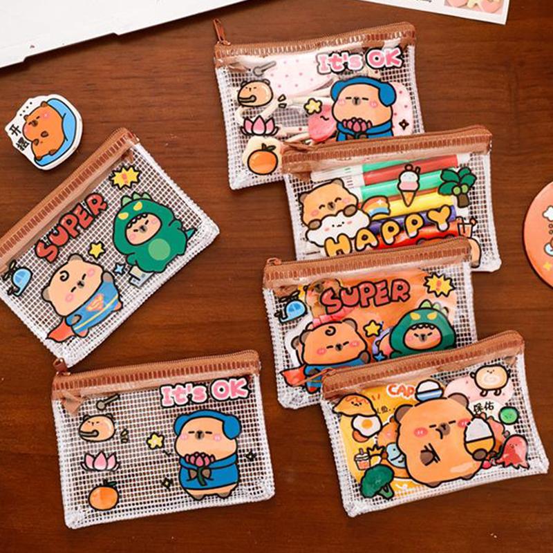 Portofel Mini Zero Capibara Desen Animat Pentru Femei Ușor La Modă Portabil Ruj Căști Geantă de Depozitare Portofel Drăguț pentru Monede