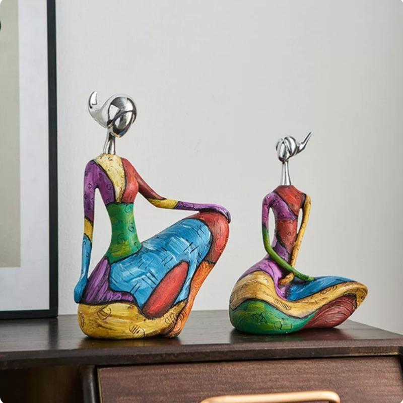 Abstract Art, Oil Painting, Female Portrait Sculpture, Resin Crafts, Reader Character Sculpture, Living Room Decoration Gift