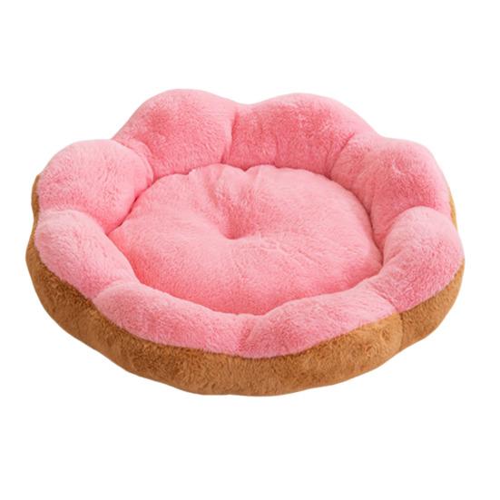 Winter Pet Bed Flower Shaped Plush Dog Bed with Anti-slip Bottom