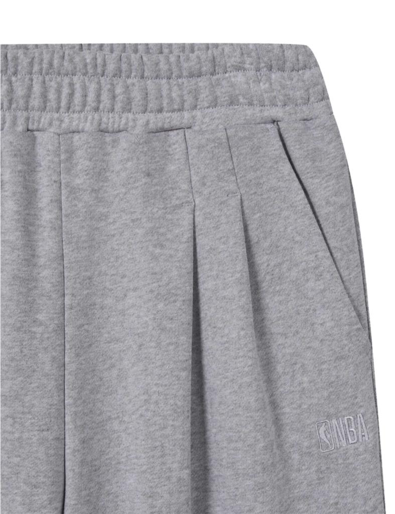 Enbiei Double-Pleat Wide Long Sweatpants Melange Gray