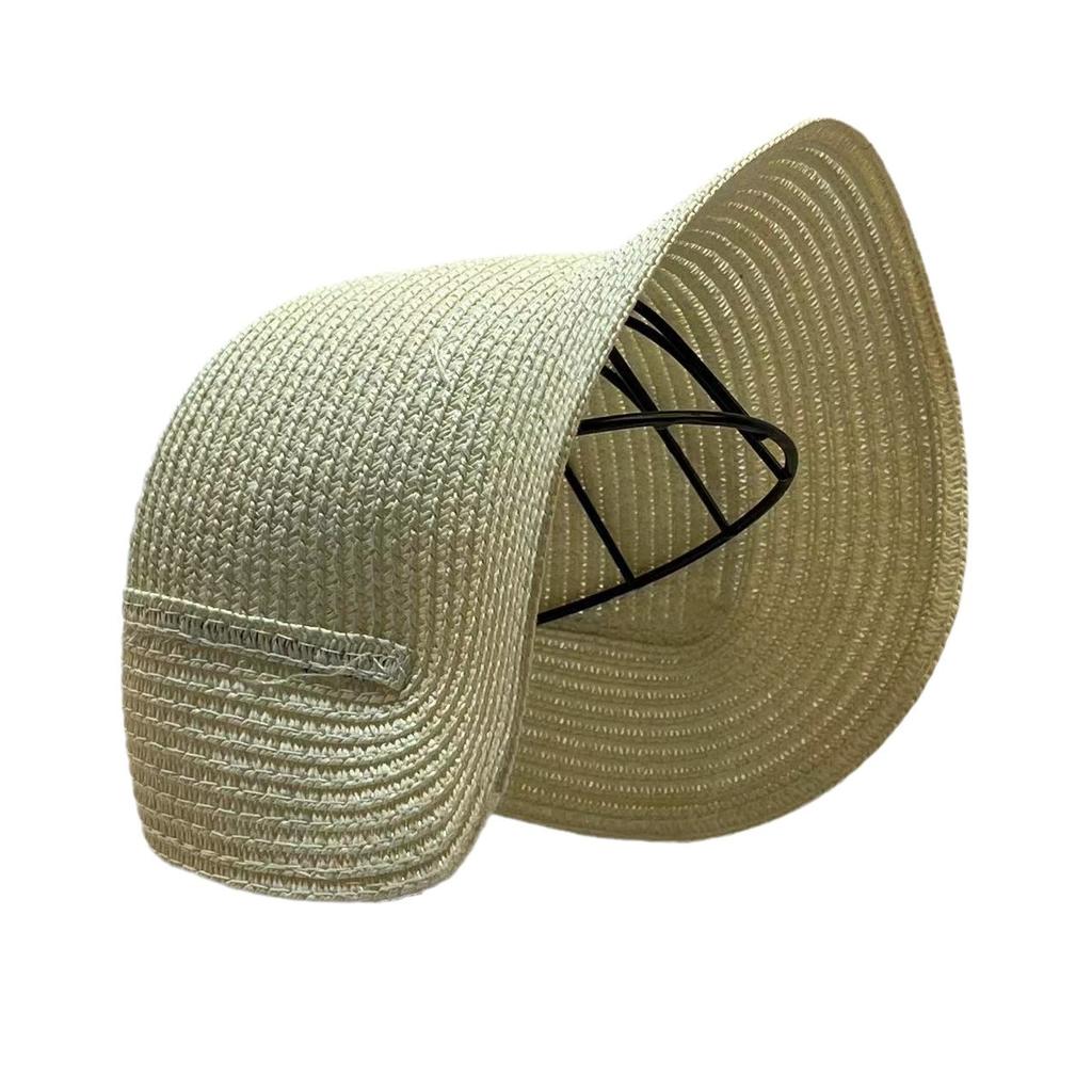 Französische Strohhutkappe für Damen Viktorianische Sonnenhüte Kinnriemen Faltbare Sommeraccessoires Eimerhut Fedoras für Strandhut