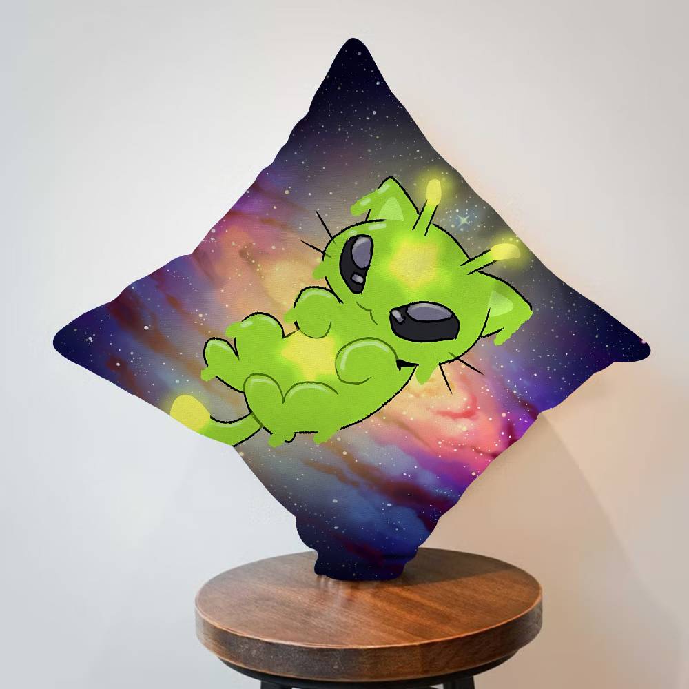 Cute Green Alien Cat Cushion Cover Pillow Cover Decor Pillowcase Printed Cushion Case for Couch