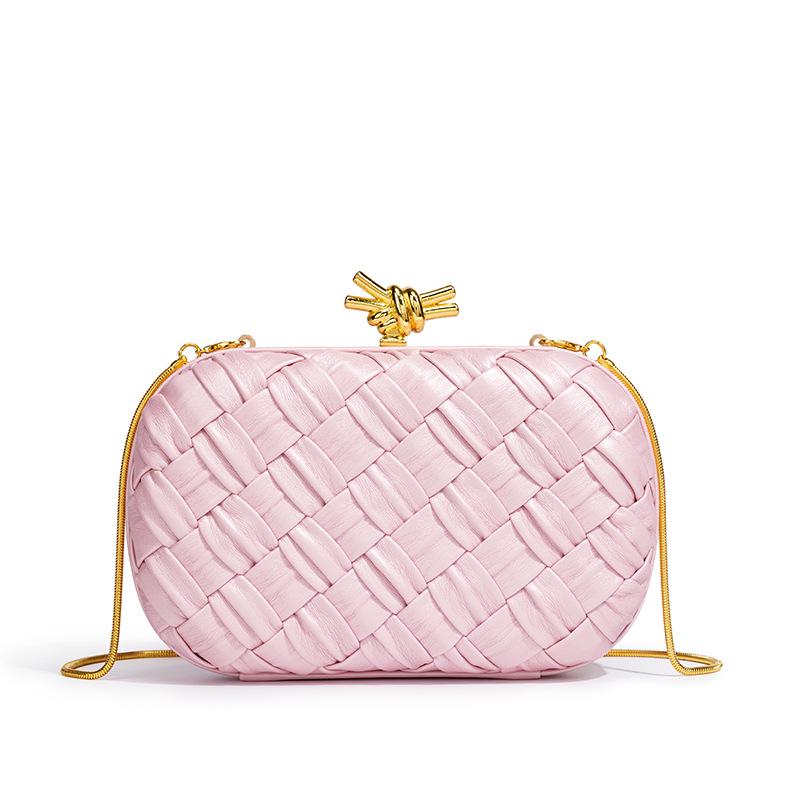 Borsa a mano intrecciata versatile da donna 2025: Elegante Pochette e Borsa a Tracolla con Catena per Banchetti, Serate e Altro