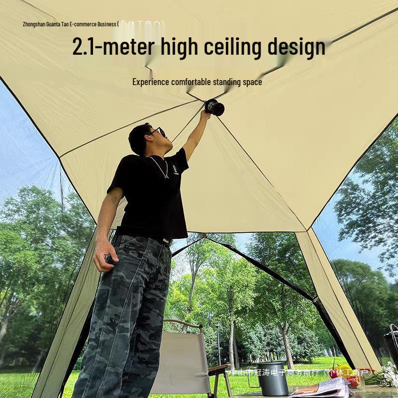 Portable Multi-Person Camping Gazebo Tent with Sunshade & Mosquito Protection