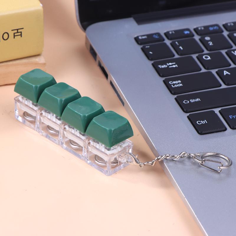 4 Keys LED Light Keyboard Keychain Keyboard Decompression Toys Finger Keyboard Toy DIY Button Stress Relief Toys