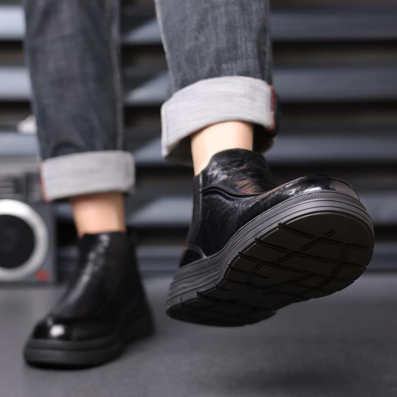 Fashion Man Shoes Classic Business Leather Chelsea Boots Ankle Boots Men Casual British Style Short High-Top Men Cotton Shoes