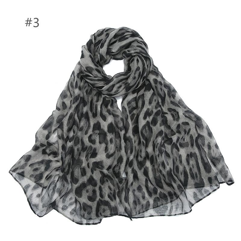 Summer Women's Silk Scarf Leopard Pattern Beach Scarf European and American Printed Scarf
