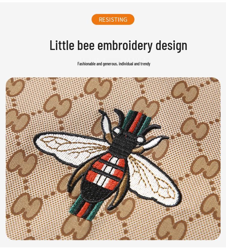 Men's Luxury European Embroidered Bee Hooded Jacket - Spring/Autumn