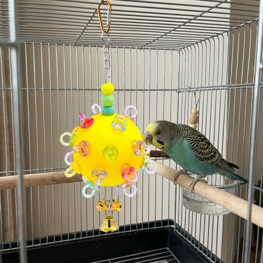 Detachable Bird Cage Toy with Bell Parrots Chew Swing Funny Hanging Foraging Ball Beak Exercise