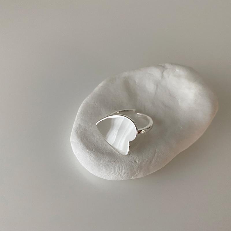 Fashion Irregular Heart Rings Exaggerated Punk Smooth Silver Color Rings For Women Adjustable Open Finger Rings Party Jewelry Gifts