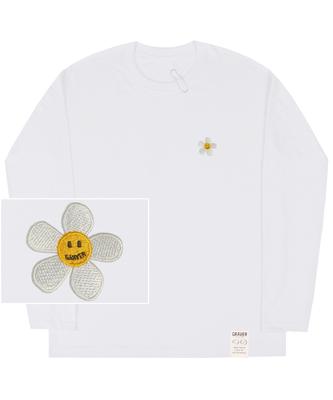 GRAVER [Unisex] Flower Dot Embroidered Long Sleeve_White