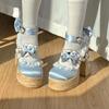 Fashion Lolita High Heels Ultra High Waterproof Platform Cute Girls Oes Faionable Comfortable Loers