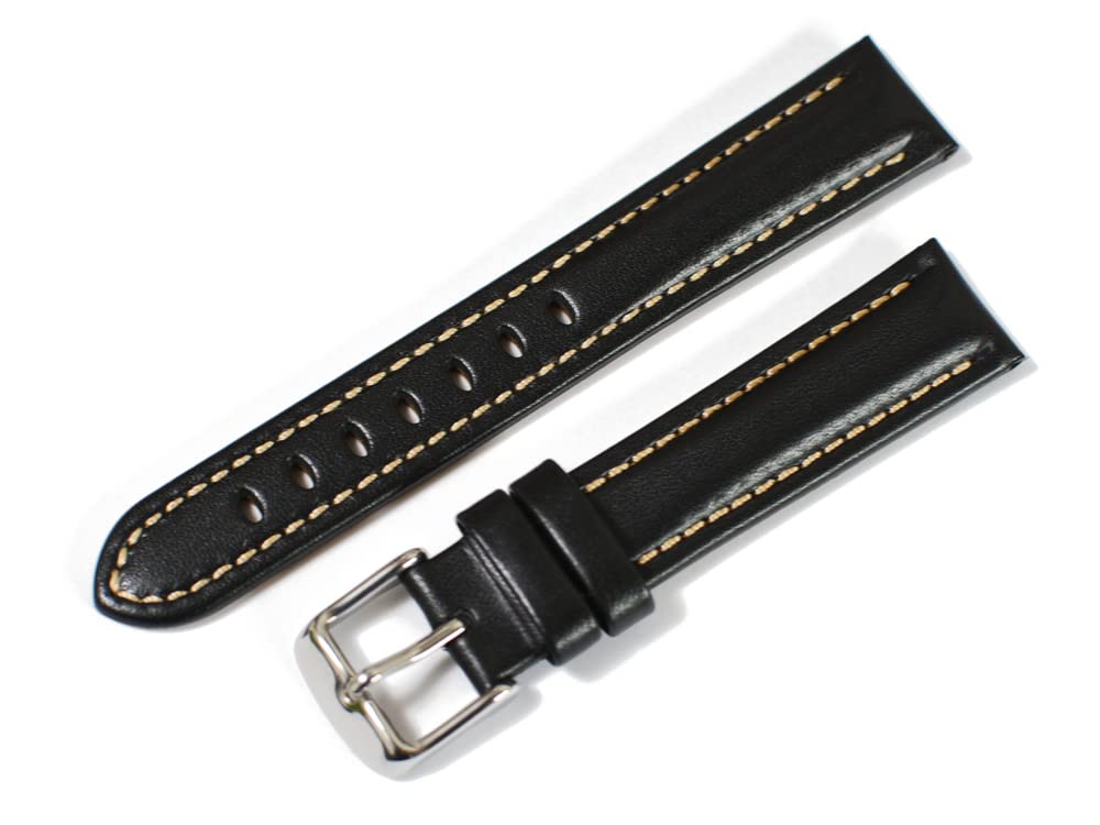 

King Watch Parts Совместимые с Franck Muller 5850 Ремешок из кожи Aftermarket [Импортный Оригинал] - - Ремешок, Черный, 18/16 мм
