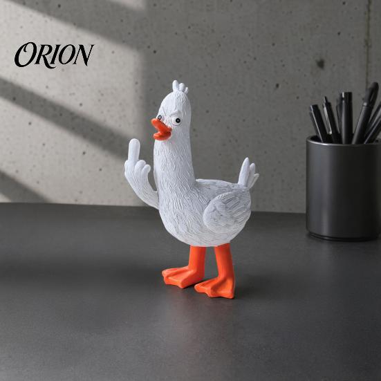 Whimsical Desk Decoration Funny Duck/Chick Figurine, Creative Resin Animal Statue Desktop Ornament, Gift for Duck Lovers Sculpture Home Office Decor,