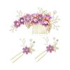3-Piece Wedding Headpiece Set - Bridal Hair Accessories with Flower Motifs, Comb, U-Pins, and Hairpins - Suitable for Kimono, Photography, Parties,
