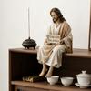 Inspirierende Christusstatue mit handbemaltem Detail Harz Schreibtisch-Begleitfigur Christliches Ornament Religiöses Geschenk