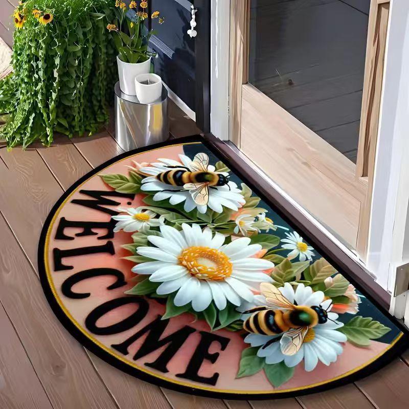

Floral Floor MATS, Semi-circular Door MATS for Entrance Decoration, and Small Carpets for Toilets and Bathrooms 40*60cm