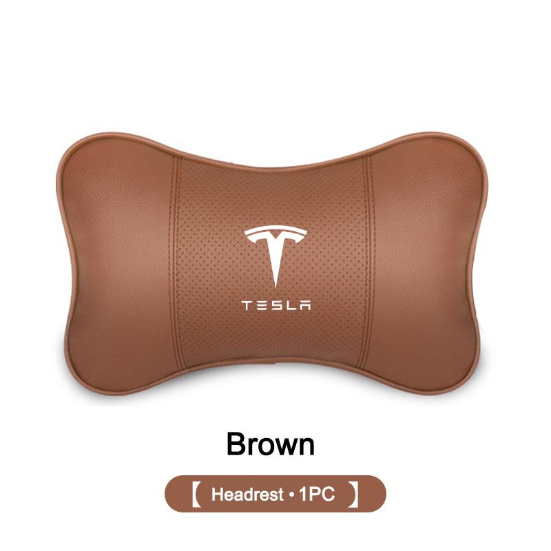 New PU Leather Car Interior Seat Headrest Neck Protection Pillow For Tesla Model 3 Model S X Model Y Roadster SpaceX Accessories