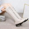 Winter but knee flat heel short heel leather fashion knight boots European and American long boots tall large size