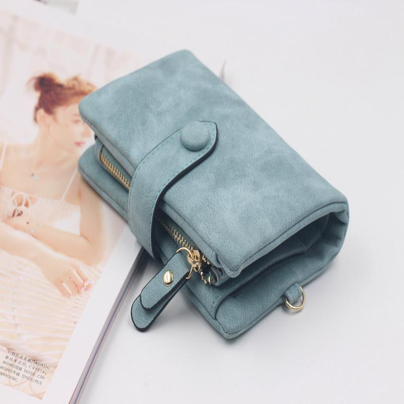 Women Wallet Nubuck Leather Short Wallets Lady 3 Fold Multi-Card Holder High Quality Lady Wallets Purse Case