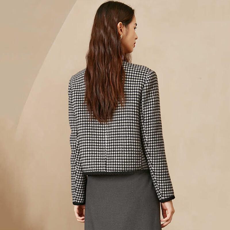 JESSIE Retro Houndstooth V-Neck Short Coat