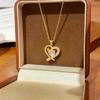 Korean Style Irregular Double Heart Necklace: Elegant Diamond-Paved Clavicle Chain for Women