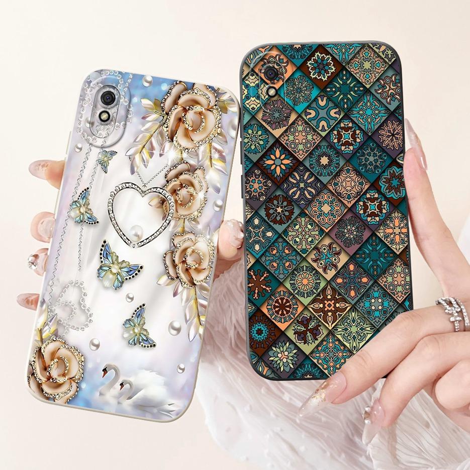 For Xiaomi Redmi 9A Case Luxury Flowers Candy Painted Cover 6.53'' Soft Silicone Phone Case For Redmi 9AT 9A Redmi9A Fundas Capa
