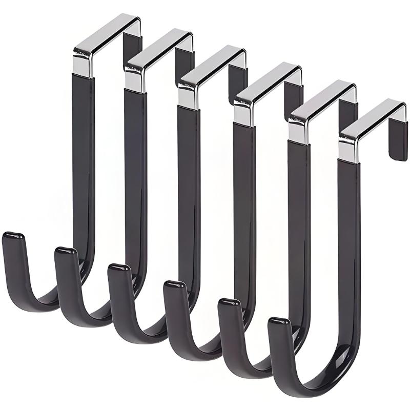 Tür-Rückseite Hänger Set von 6, Beschichtetes Metall Über-Tür Aufbewahrungsstücke für Handtücher Taschen Hüte im Schlafzimmer Bad und Studentenwohnheim