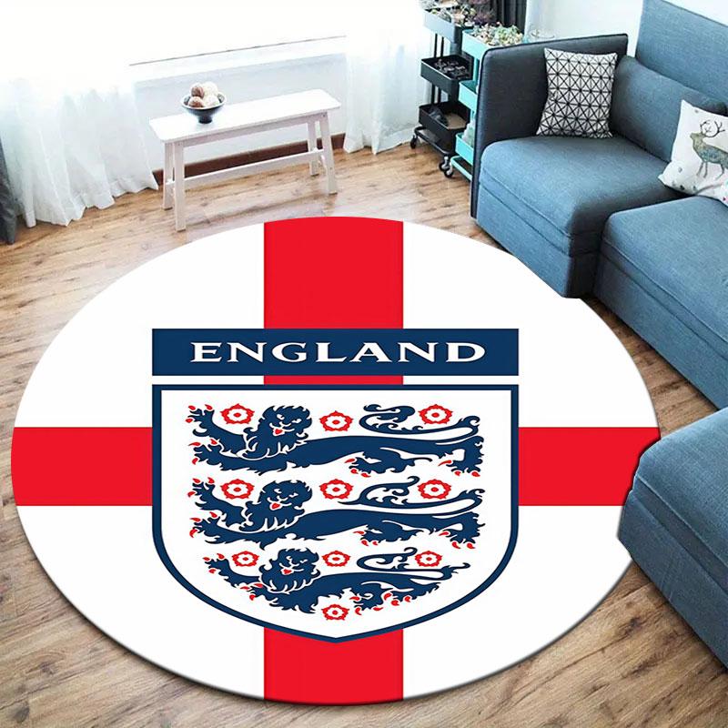 England National Football Team Round Area Rug,Carpet Rug for Living Room Bedroom Sofa Playroom Decor,Non-slip Floor Mat
