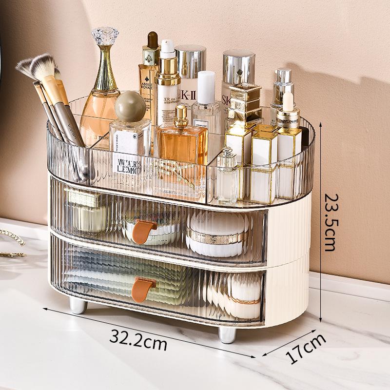 Luxury Multi-Functional Skincare Organizer: High-End Desktop Cosmetic Storage Box