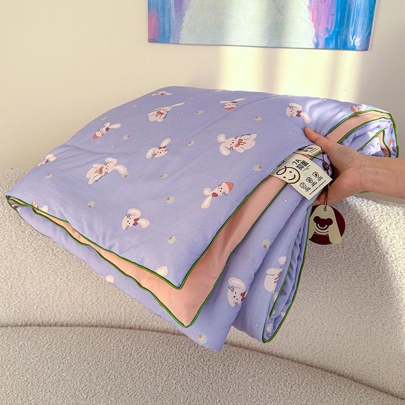 Cartoon Printed Wrinkled Yarn Summer Quilts Cozy Single and Double Air-Conditioned Quilt Cooling Breathable Home Soft Bedspread